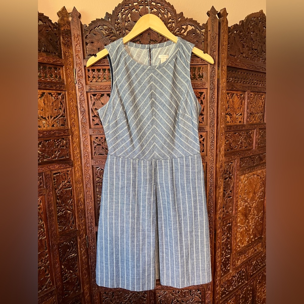 J.Crew Chambray Chevron Pleated Dress Size 4